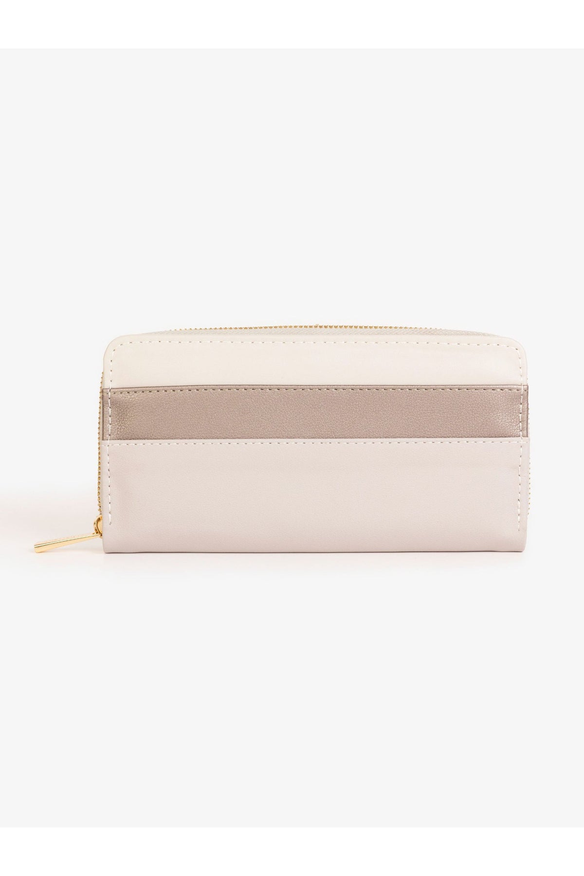 Cream Leather 3-Piece Wallet | Colorblock Striped Design