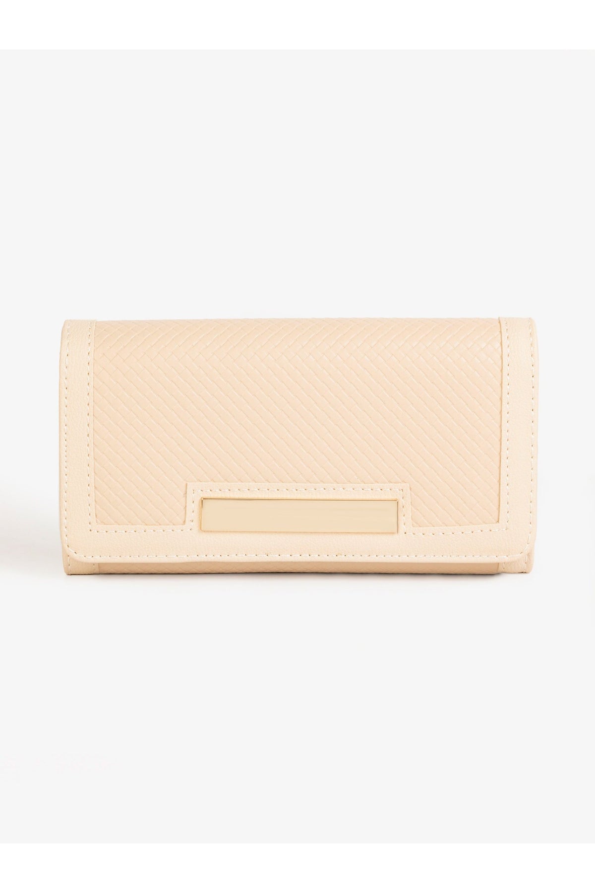 Cream Quilted Leather Wallet | Gold-Trim Clutch