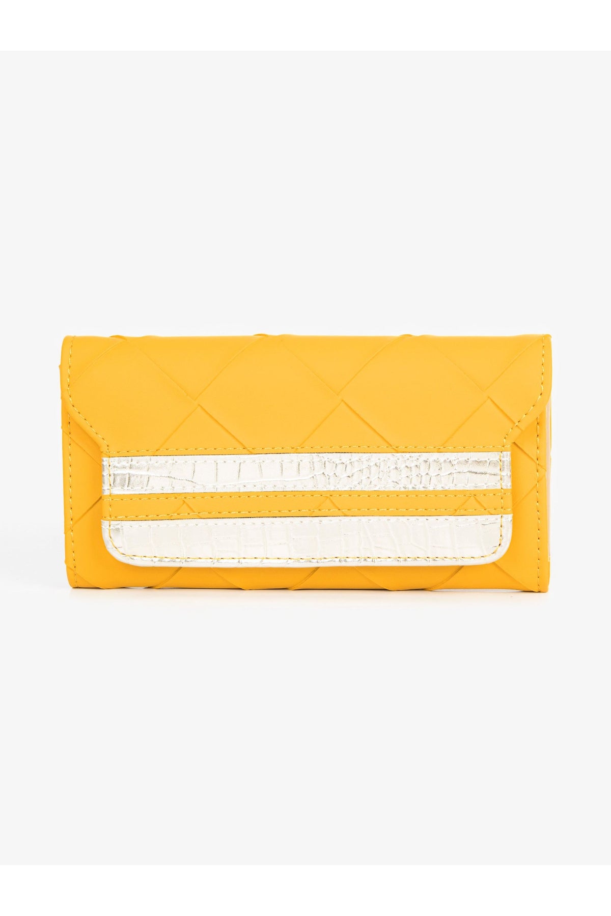 Mustard Leather 2-Piece Wallet | Quilted Croc-Embossed
