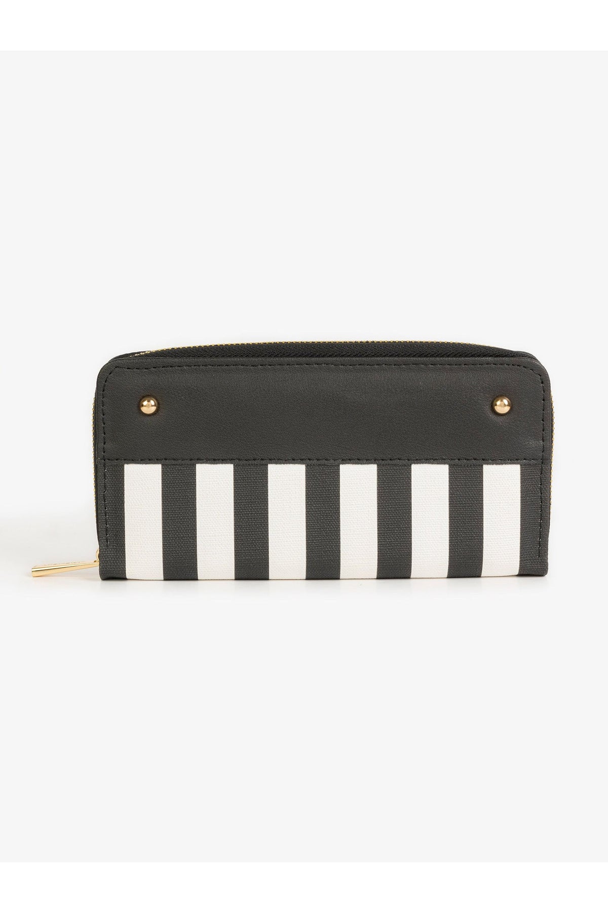Charcoal Canvas Striped Wallet | Bold Monochrome Design