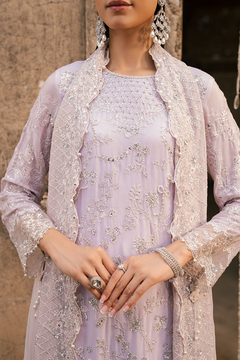 LAVENDER GLAM-3PC CHIFFON EMBROIDERED PRET - Pehnaawaa