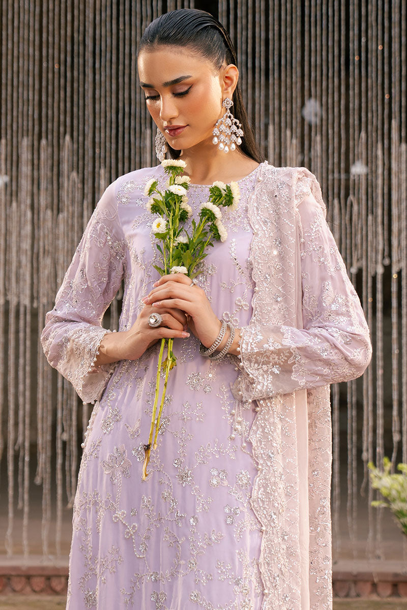 LAVENDER GLAM-3PC CHIFFON EMBROIDERED PRET - Pehnaawaa