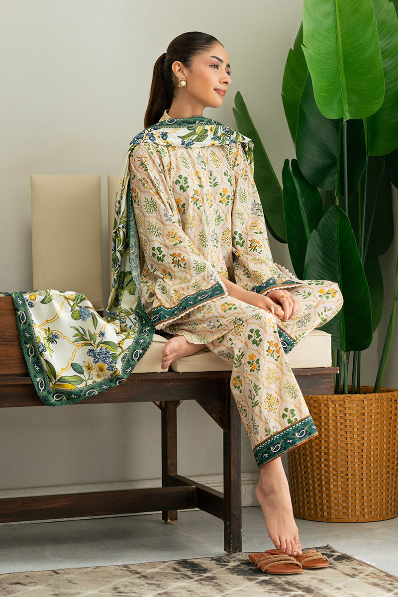 LEMON DROP-3PC (SHIRT, TROUSER & DUPATTA) - Pehnaawaa