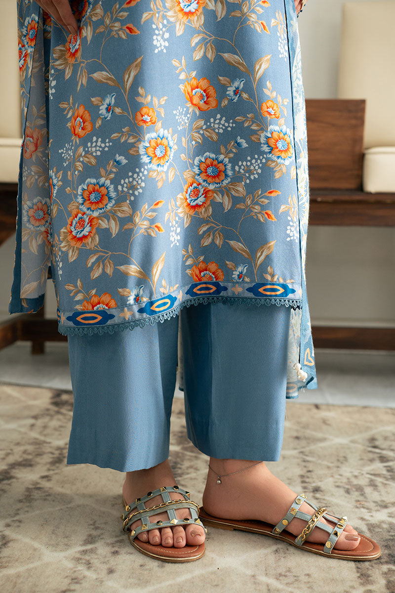 BLUE GLASS-3PC (SHIRT, TROUSER & DUPATTA) - Pehnaawaa