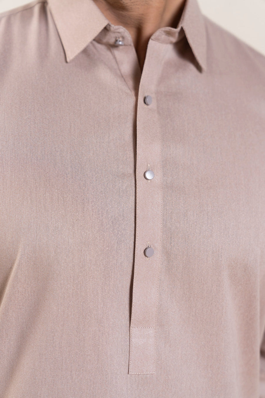 Tea Pink Karandi 2-Piece Kurta Suit | Polo Collar