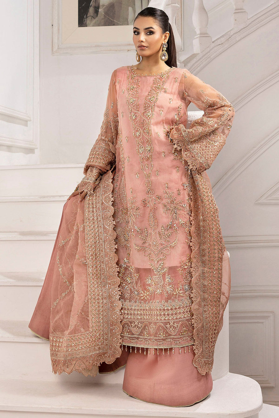 4934-ABSHAR EMBROIDERED ORGANZA STITCHED