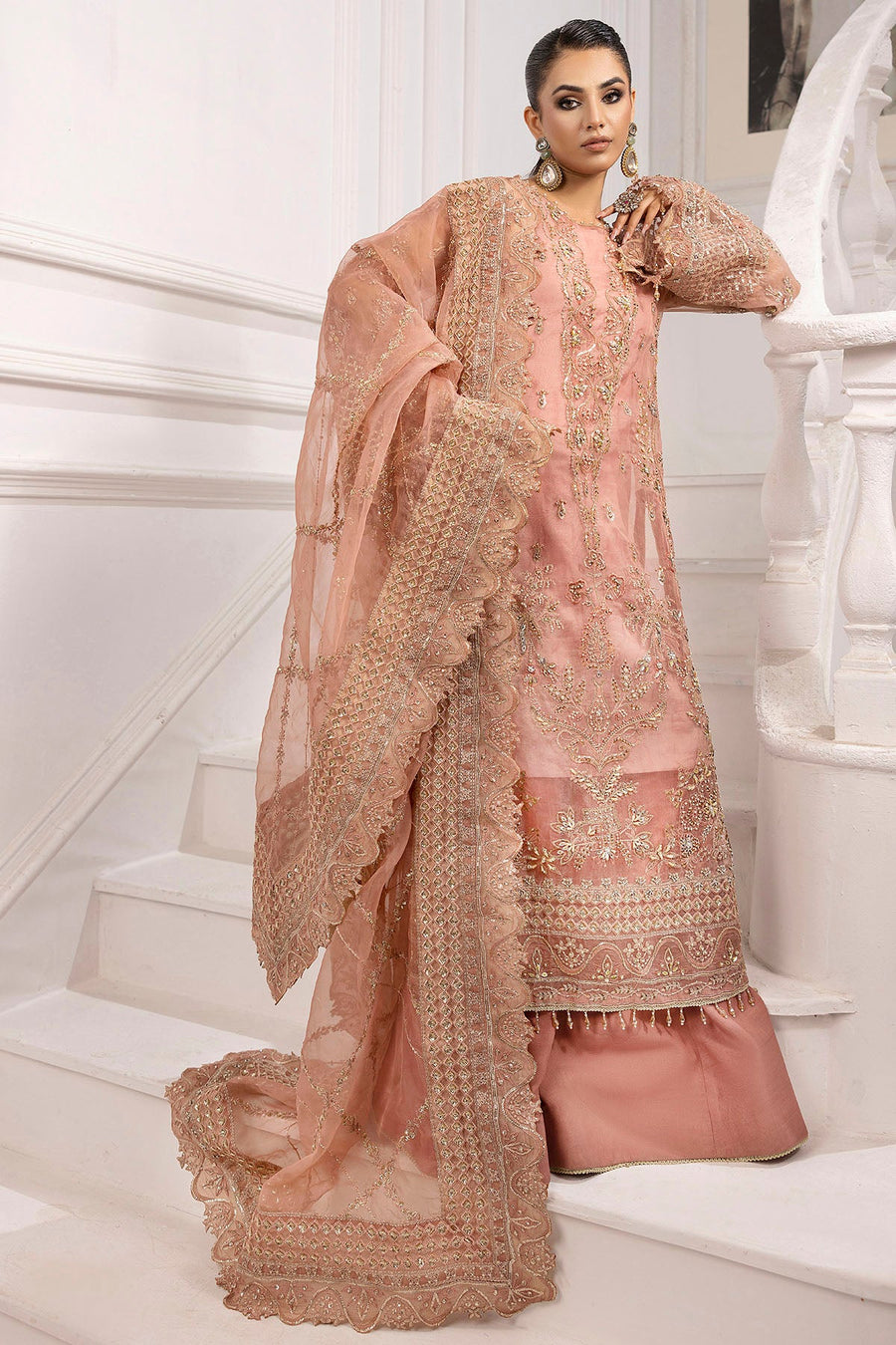 4934-ABSHAR EMBROIDERED ORGANZA STITCHED