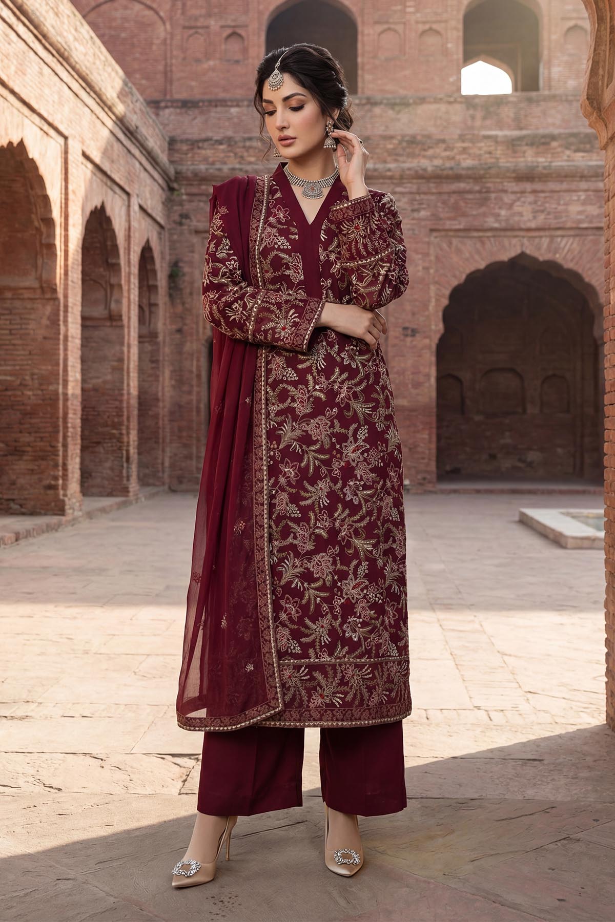 5332-INARA EMBROIDERED CHIFFON STITCHED