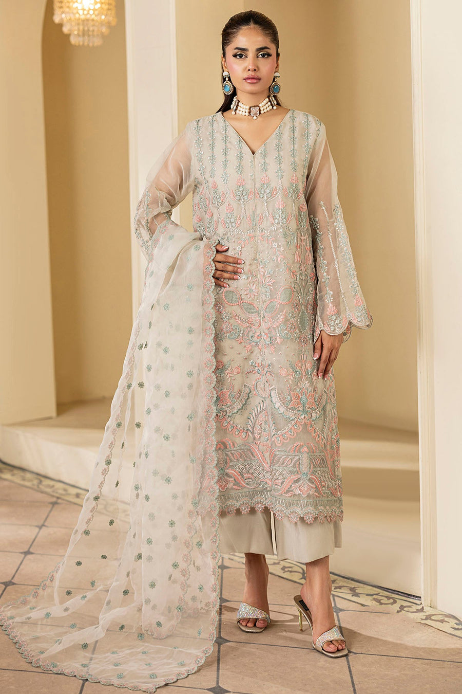 5333-CRESCENT EMBROIDERED ORGANZA STITCHED
