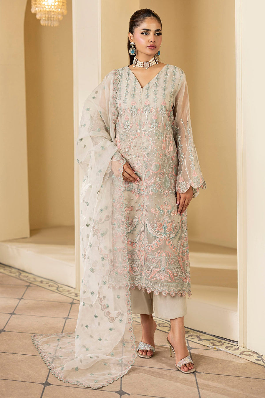 5333-CRESCENT EMBROIDERED ORGANZA STITCHED