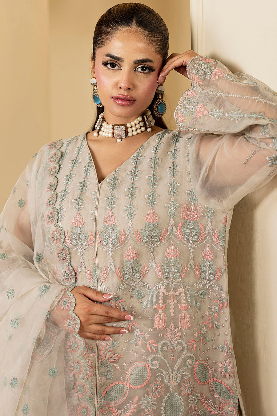 5333-CRESCENT EMBROIDERED ORGANZA STITCHED