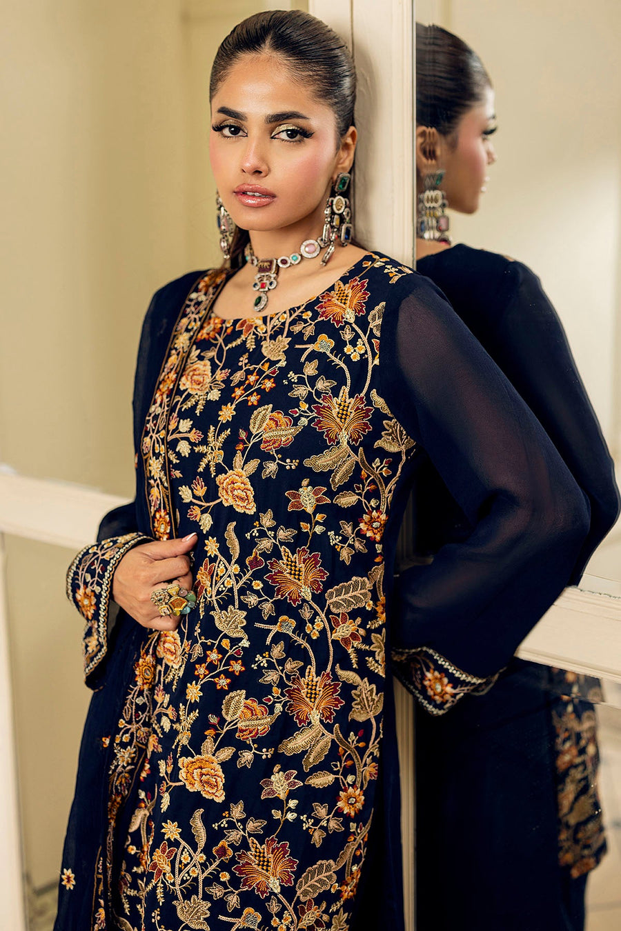 5340-VALERIA EMBROIDERED CHIFFON STITCHED
