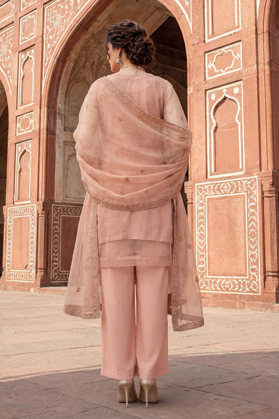 5344-ISLA EMBROIDERED SILK NET STITCHED