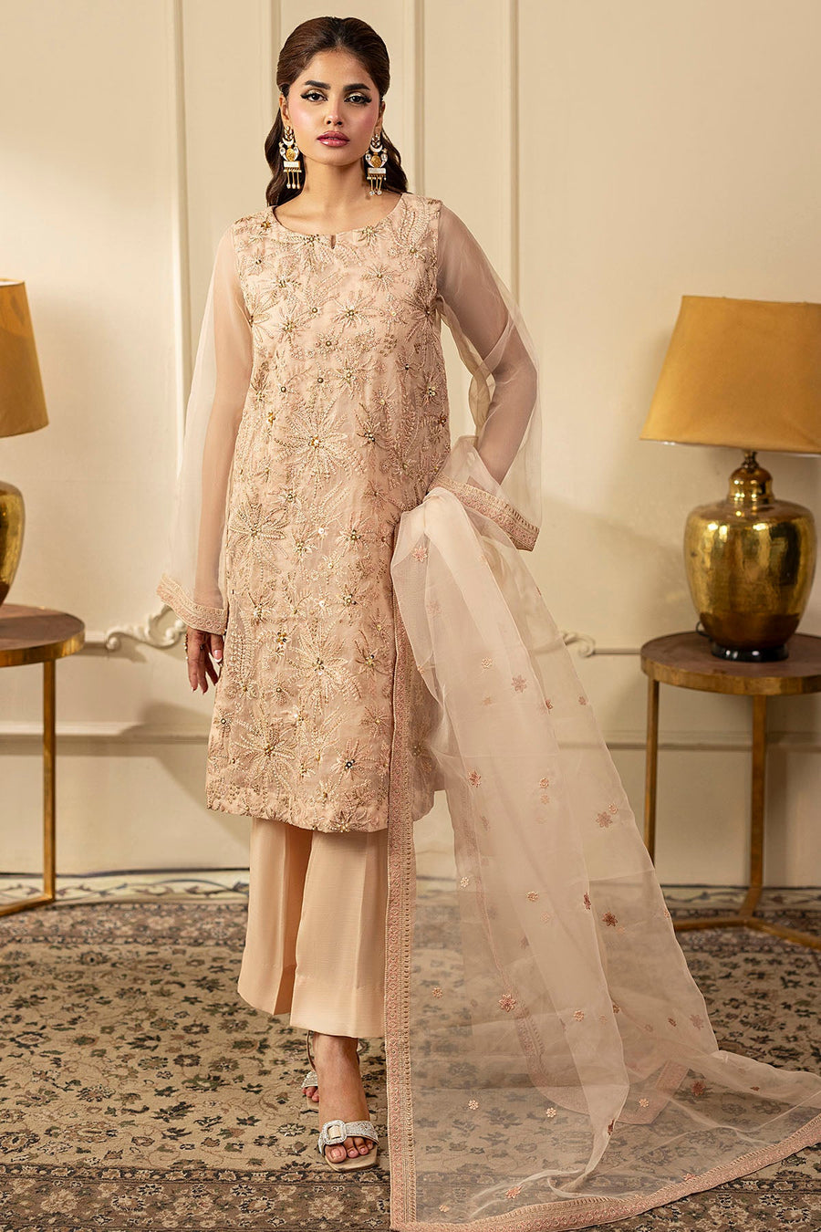 5349-MARGOT EMBROIDERED ORGANZA STITCHED