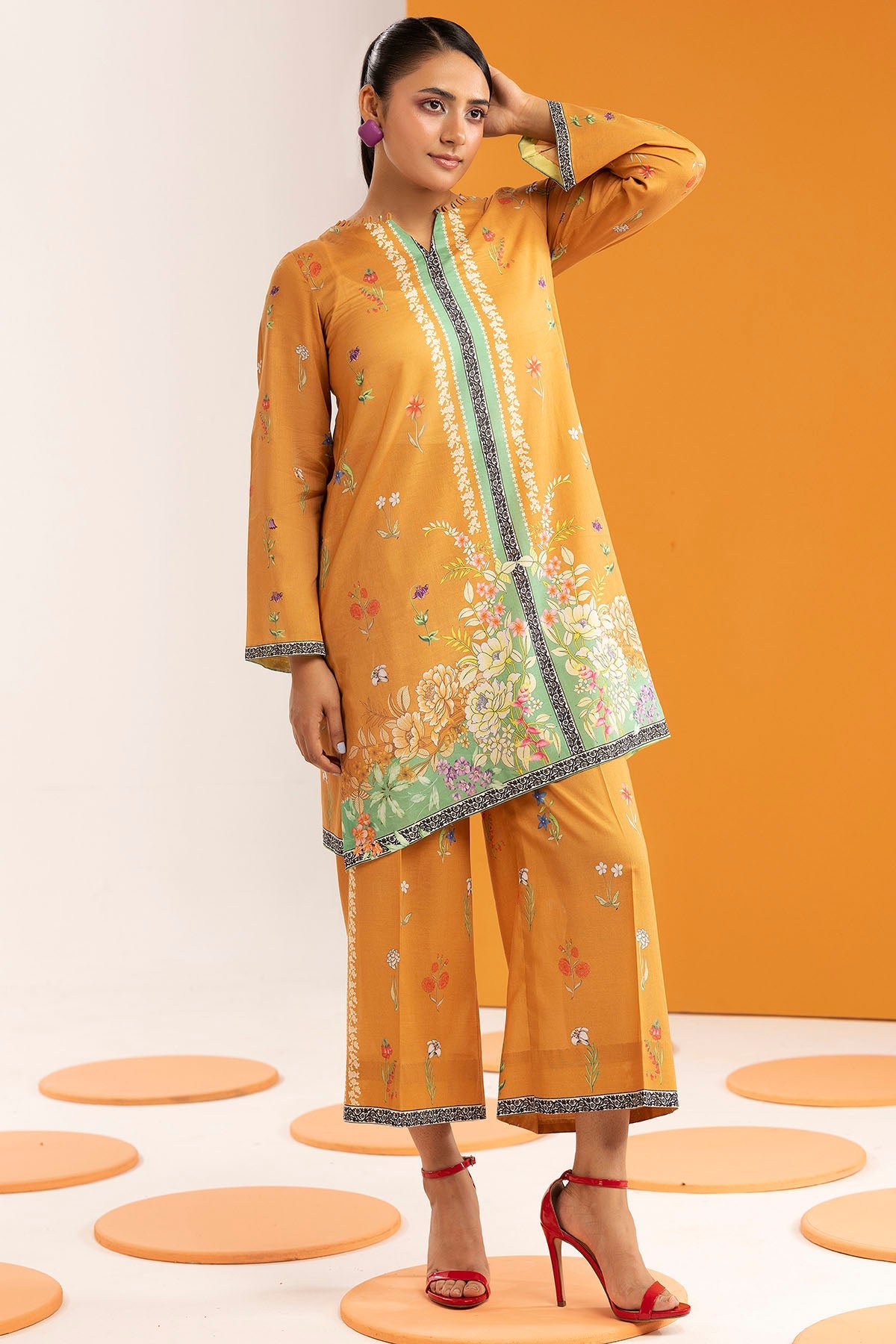 Onyx Digital Printed Cambric 2-Piece Ready-to-Wear Suit