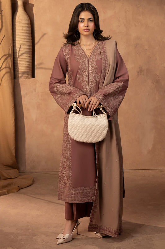 Joey Embroidered Khaddar 3-Piece Winter Suit | 5679