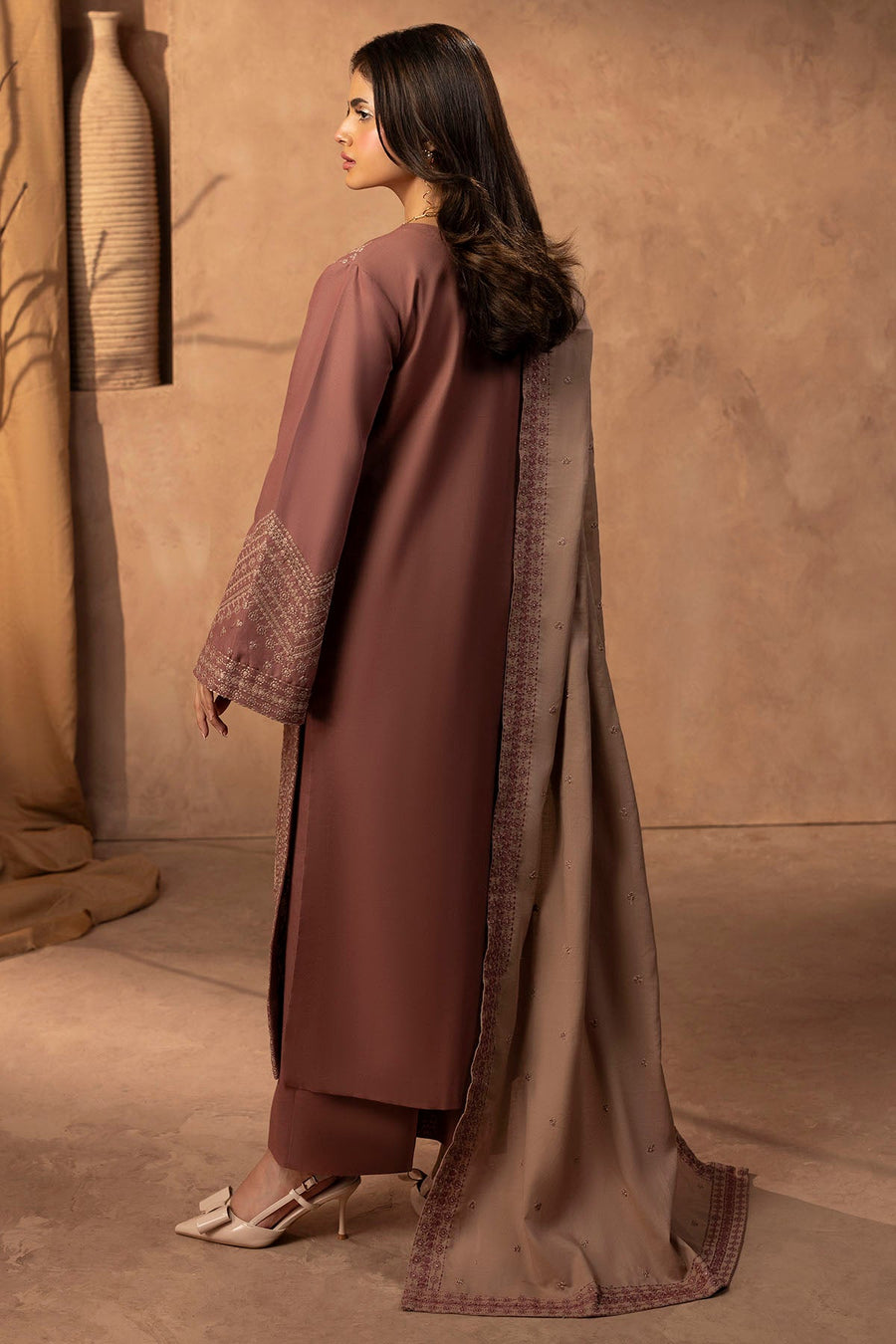 Joey Embroidered Khaddar 3-Piece Winter Suit | 5679