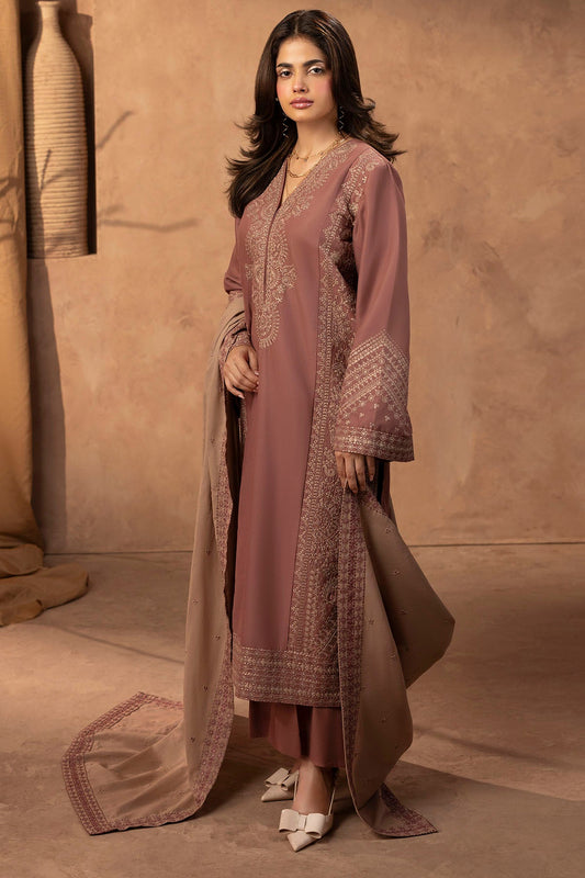 Joey Embroidered Khaddar 3-Piece Winter Suit | 5679
