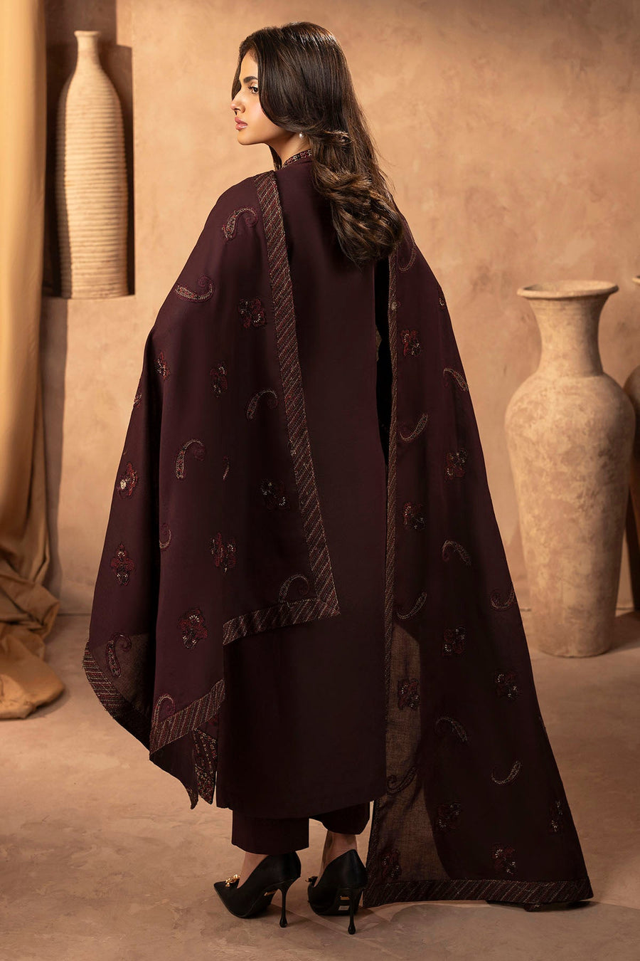 Glade Embroidered Khaddar 3-Piece Winter Suit | 5681