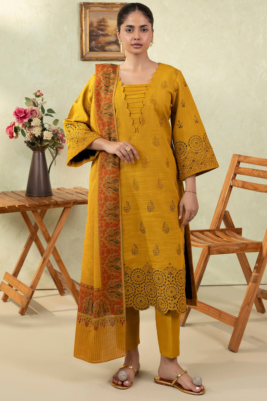 Sai Embroidered Khaddar 3-Piece Winter Suit | 5695