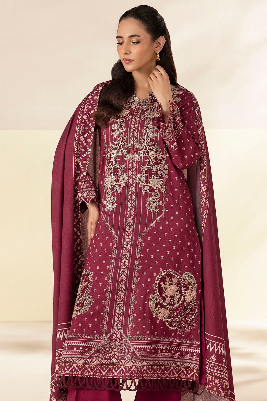 5699-AFIFA DIGITAL PRINTED LINEN STITCHED