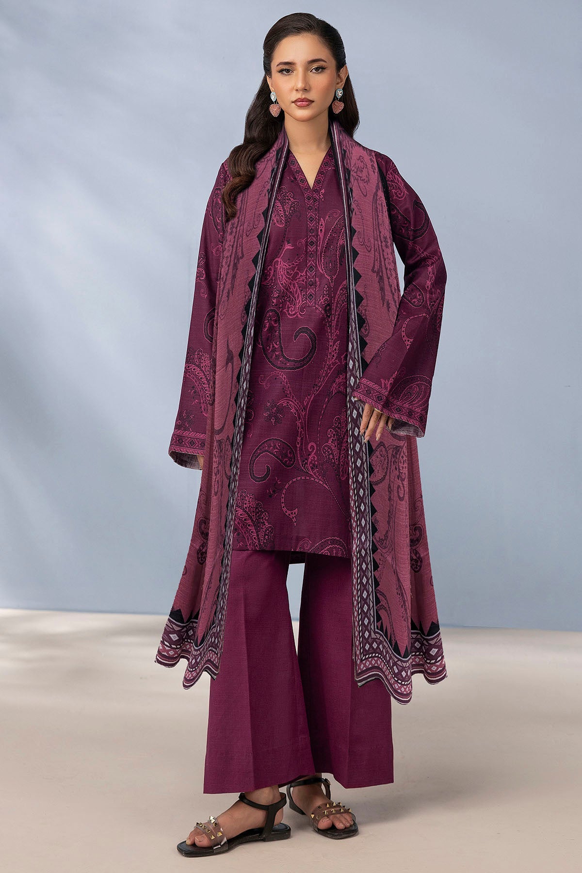 Alaya Digital Printed Khaddar 3-Piece Ready-to-Wear Suit