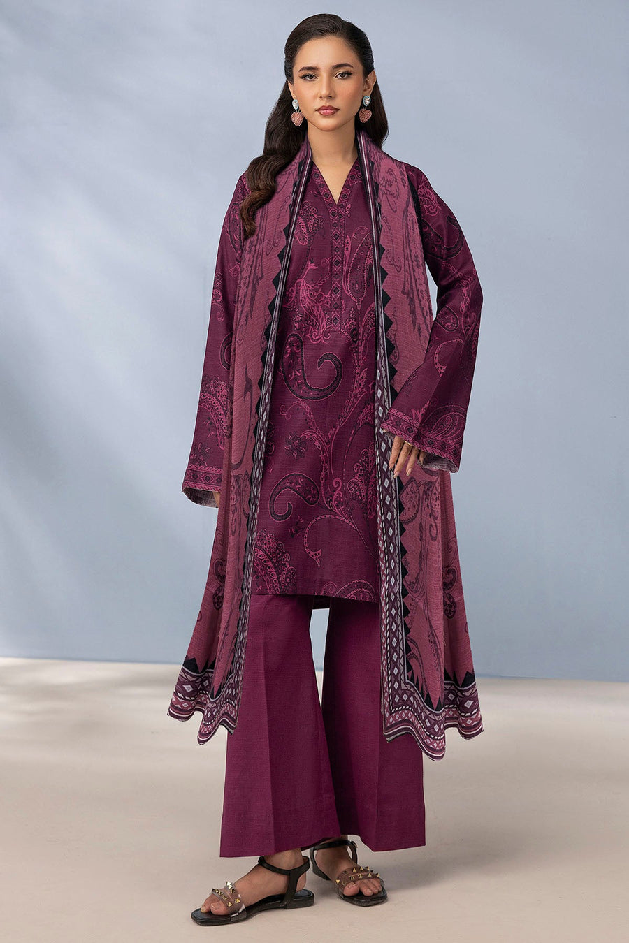 Alaya Digital Printed Khaddar 3-Piece Ready-to-Wear Suit