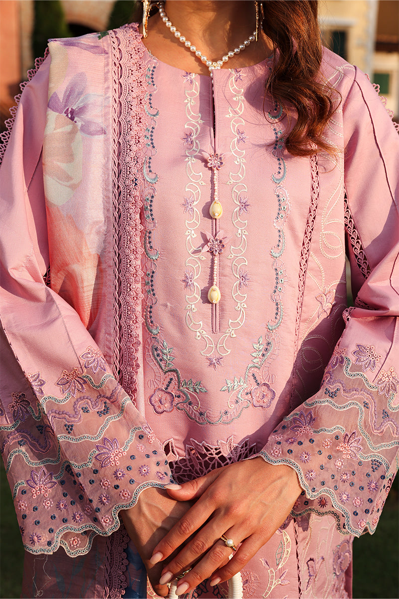 Manha Blush Pink Embroidered Lawn Suit with Tasser Silk Dupatta