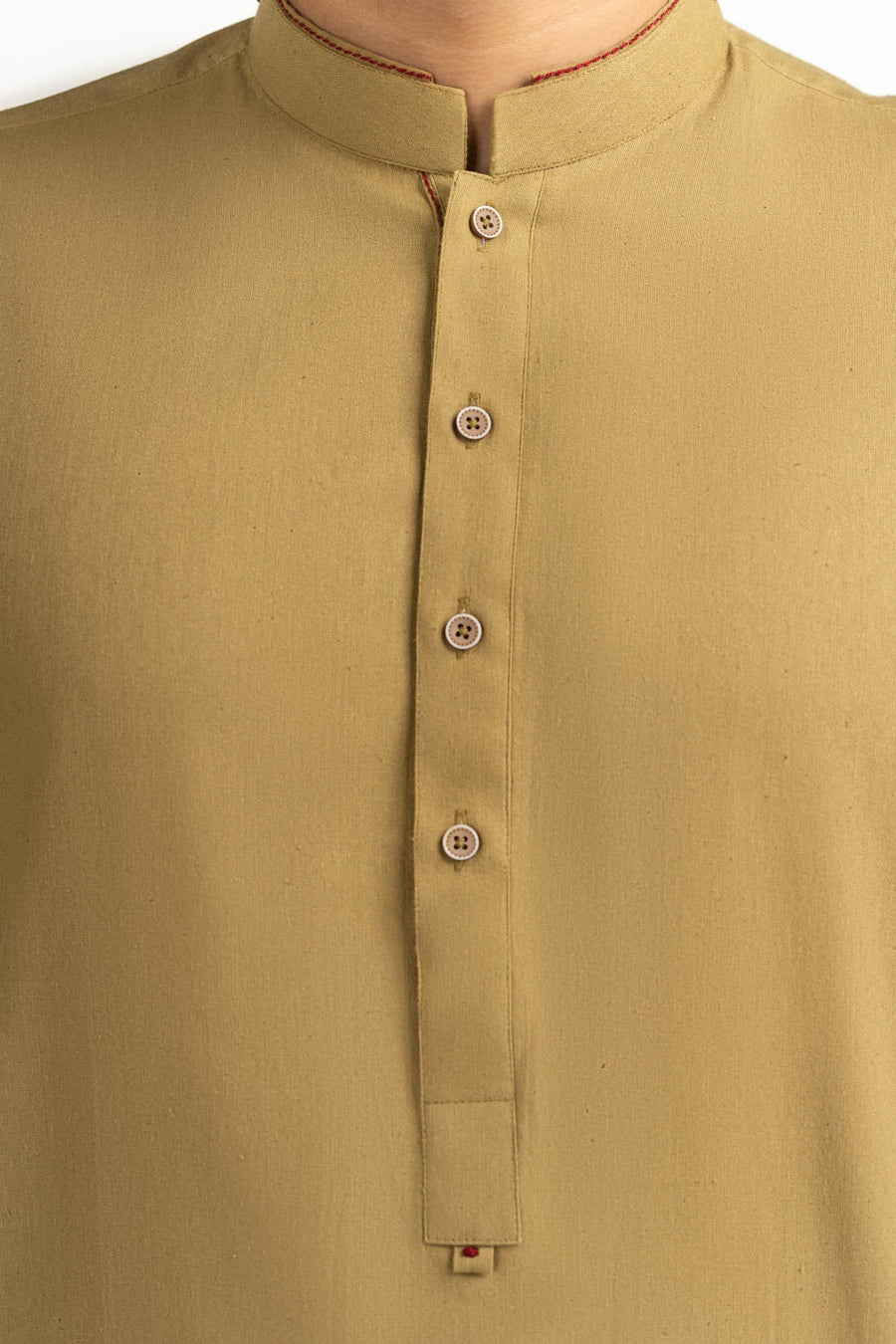 Mustard Mulberry Silk 2-Piece Kurta | Mandarin Collar