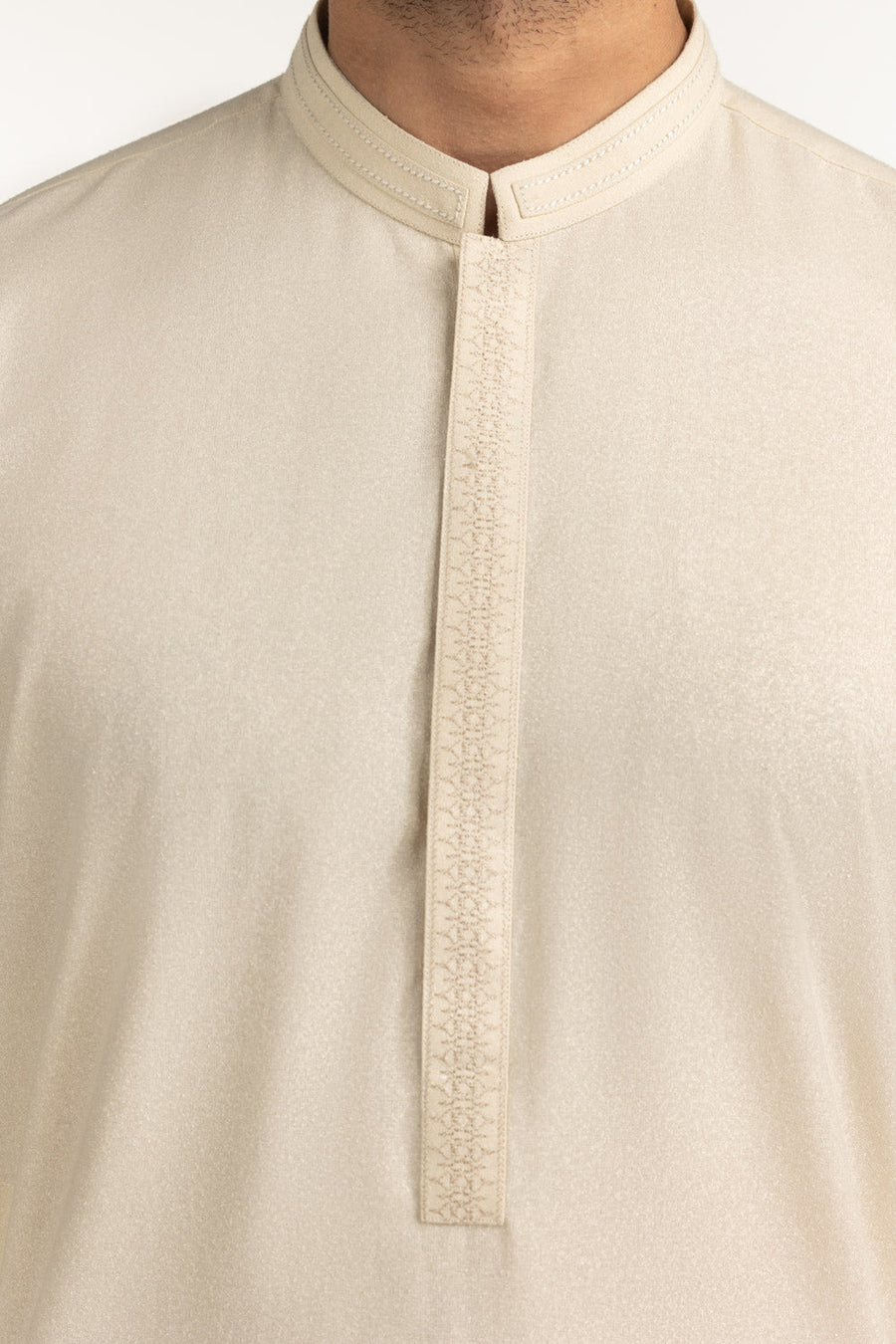Ivory Silk 2-Piece Kurta Shalwar | Minimalist Placket