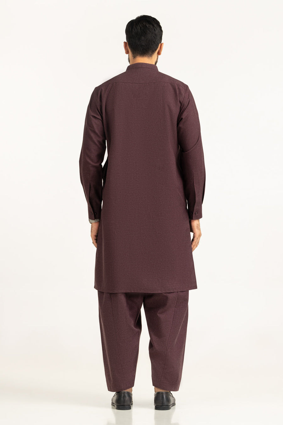 Burgundy Cotton Men's Kurta | Textured Placket Detail