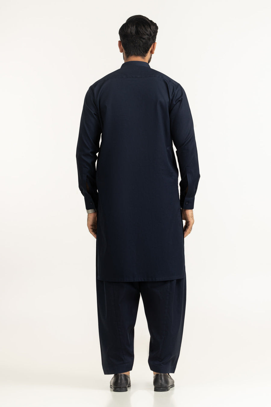Midnight Navy Silk 2-Piece Kurta | Mandarin Collar