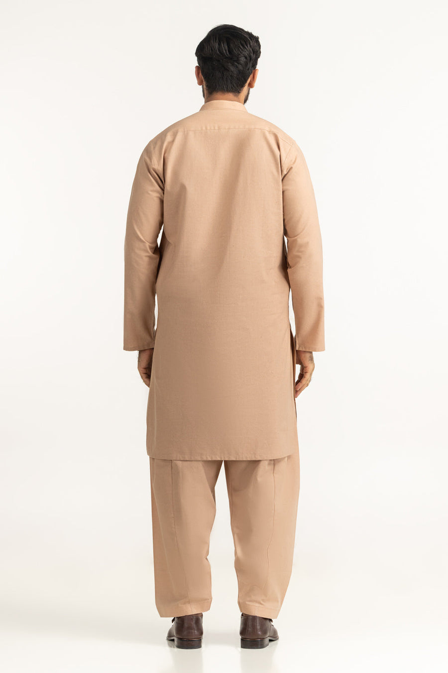 Warm Taupe Cotton 2-Piece Kurta | Mandarin Collar