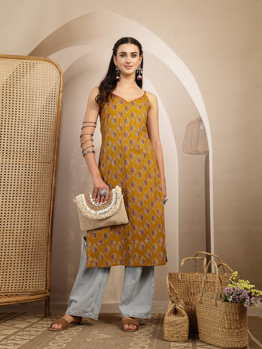 Ethnic Motif Printed Straight Kurti - Pehnaawaa