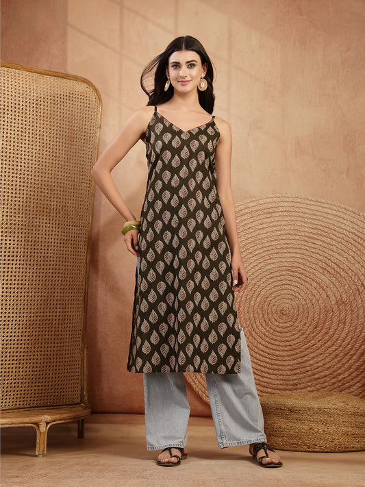 Ethnic Motif Printed Straight Kurti - Pehnaawaa