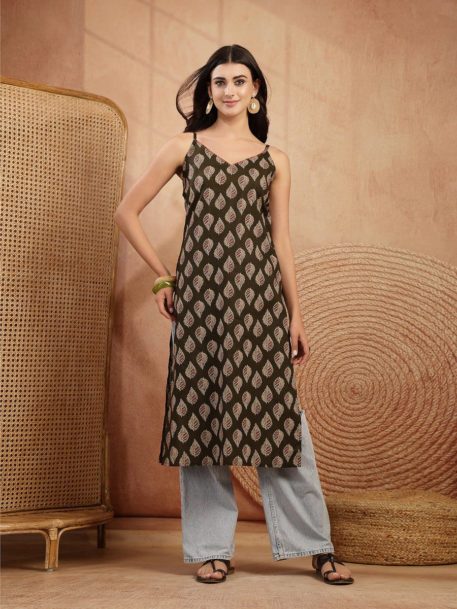 Ethnic Motif Printed Straight Kurti - Pehnaawaa