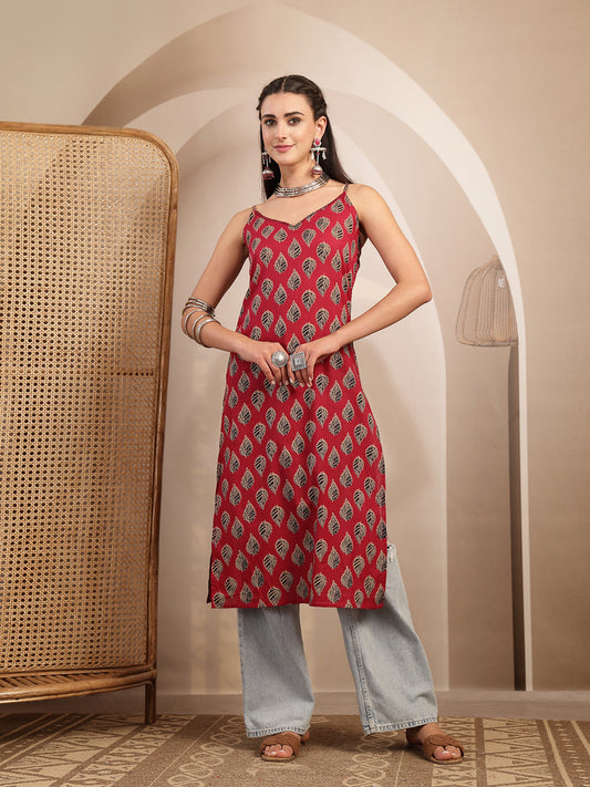 Ethnic Motif Printed Straight Kurti - Pehnaawaa