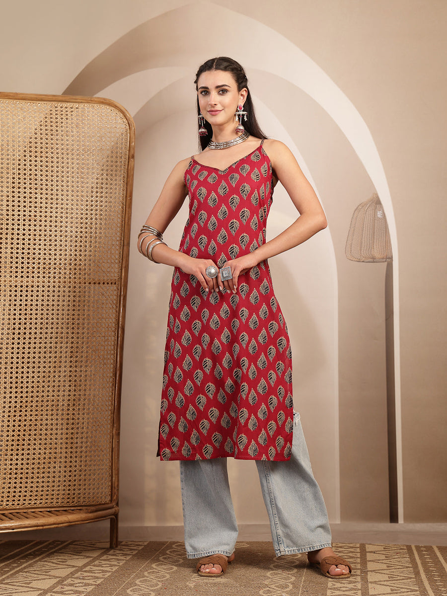 Ethnic Motif Printed Straight Kurti - Pehnaawaa