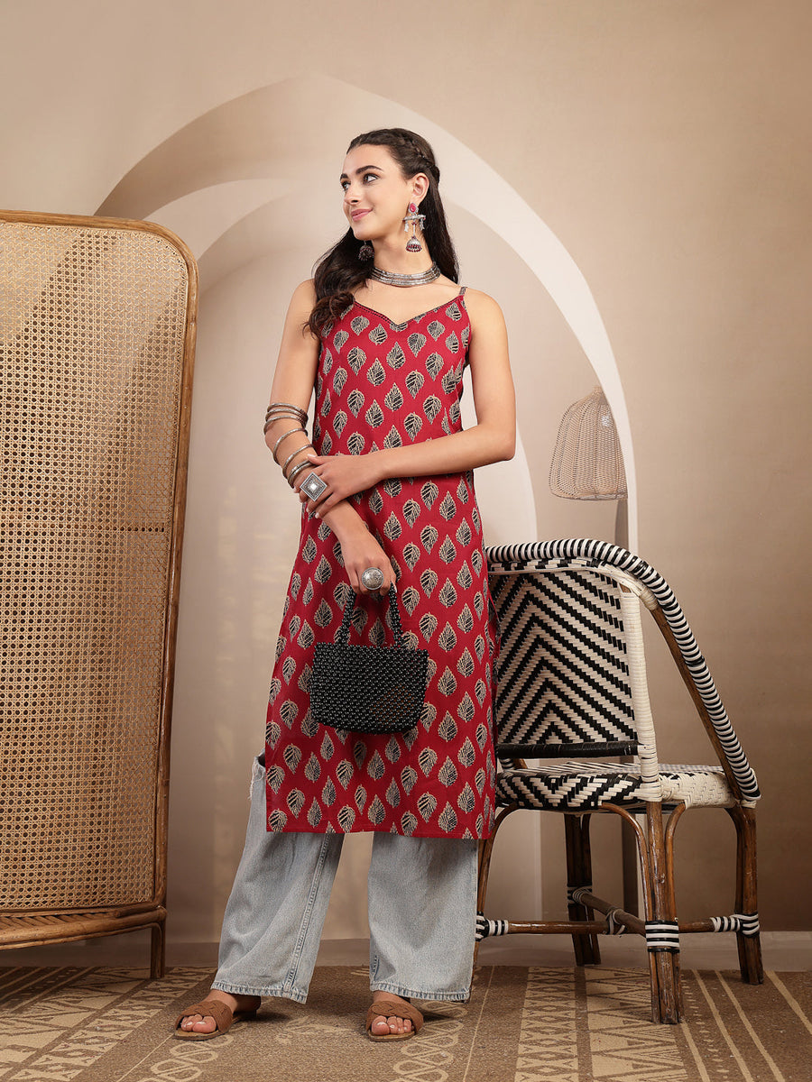 Ethnic Motif Printed Straight Kurti - Pehnaawaa