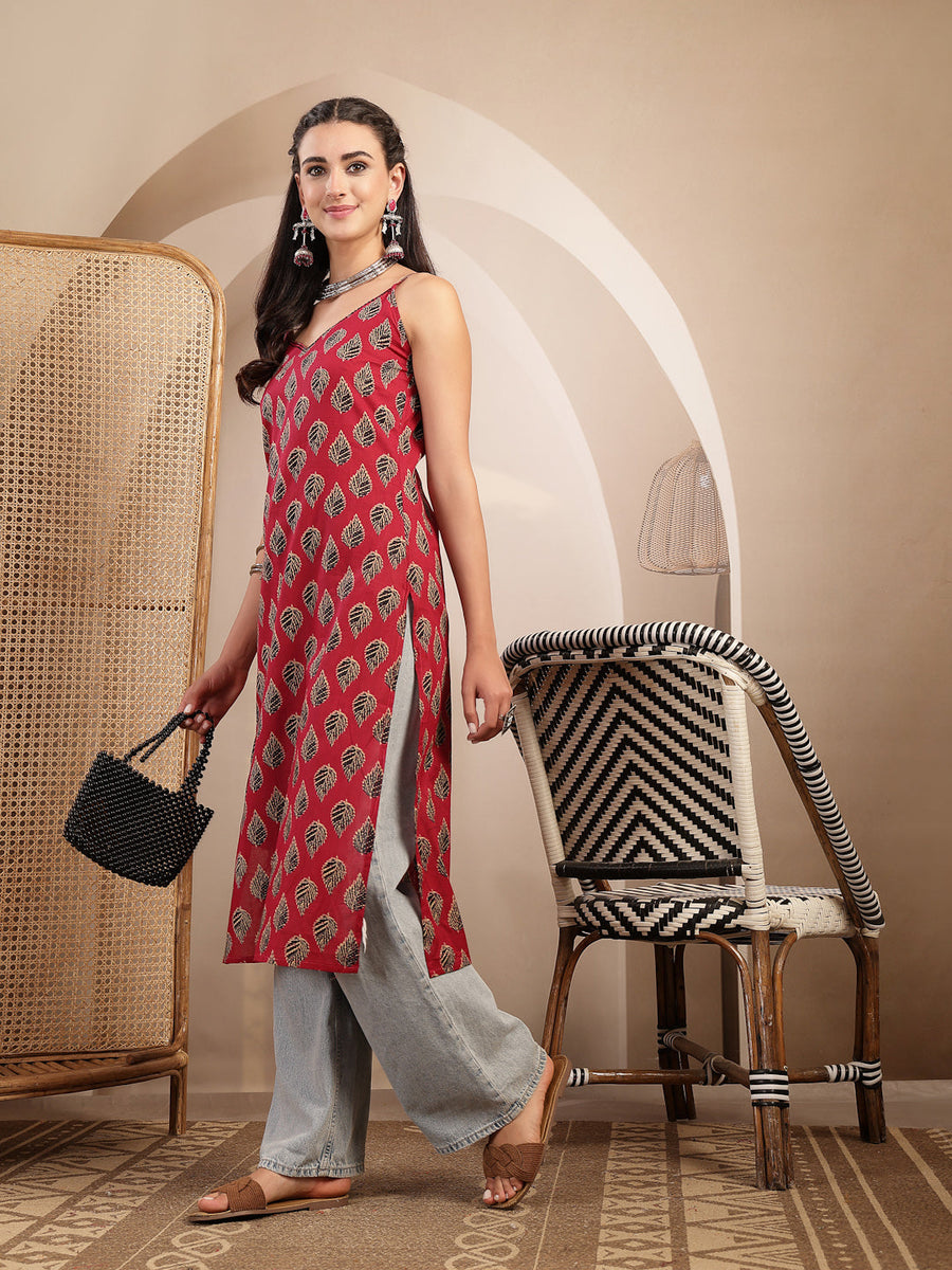 Ethnic Motif Printed Straight Kurti - Pehnaawaa