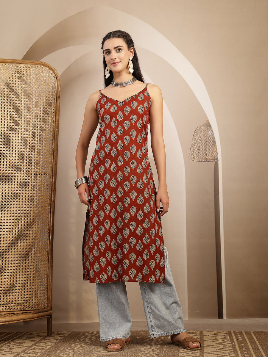 Ethnic Motif Printed Straight Kurti - Pehnaawaa