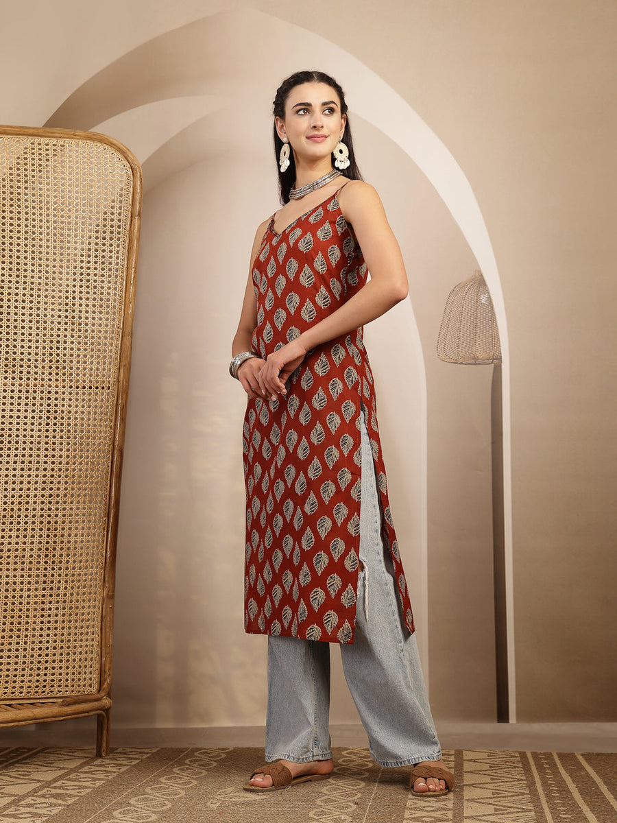Ethnic Motif Printed Straight Kurti - Pehnaawaa