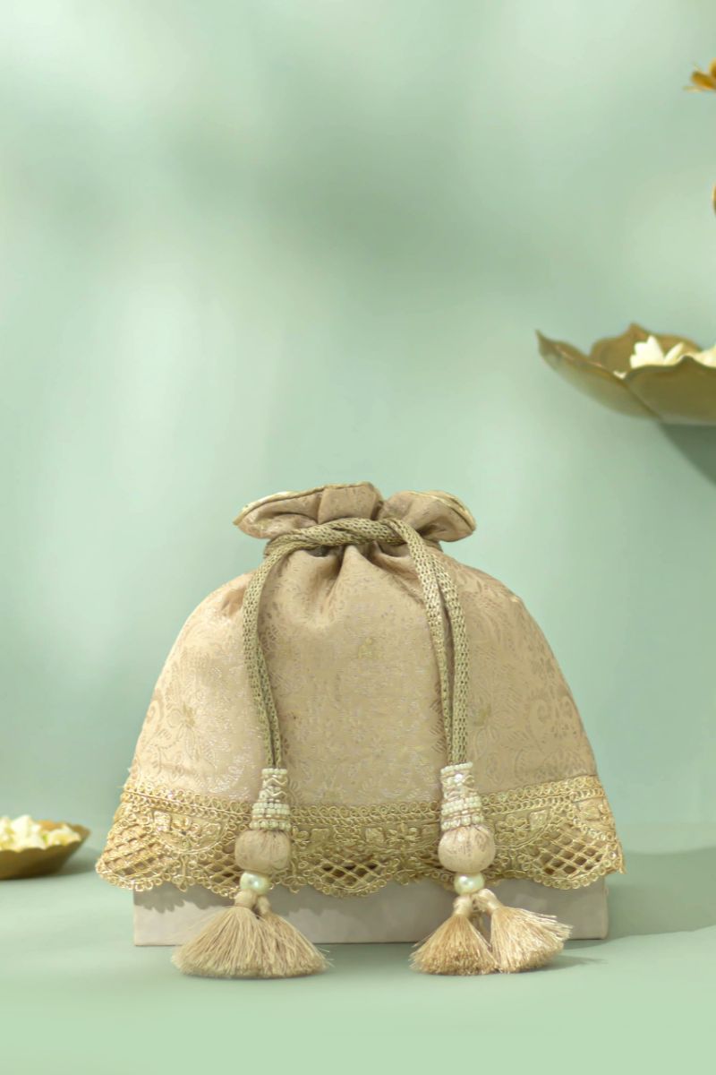 Nira Silk Potli - Beige
