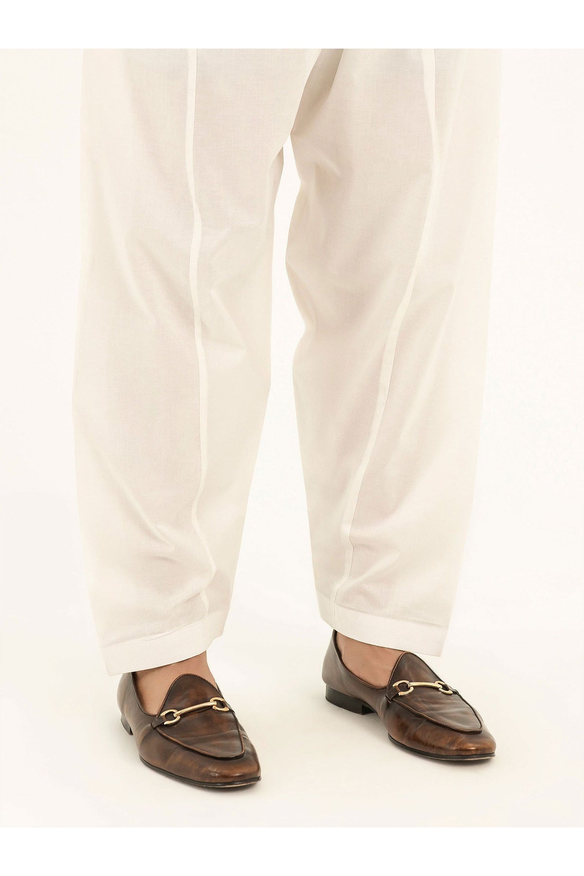 Ivory Cotton Shalwar | High-Waisted Tailored Cut