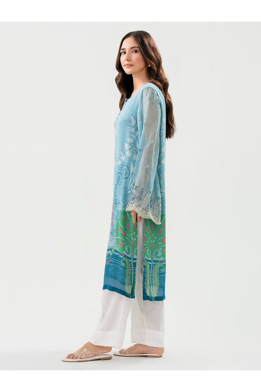 Embroidered Chiffon Shirt for Effortless Style