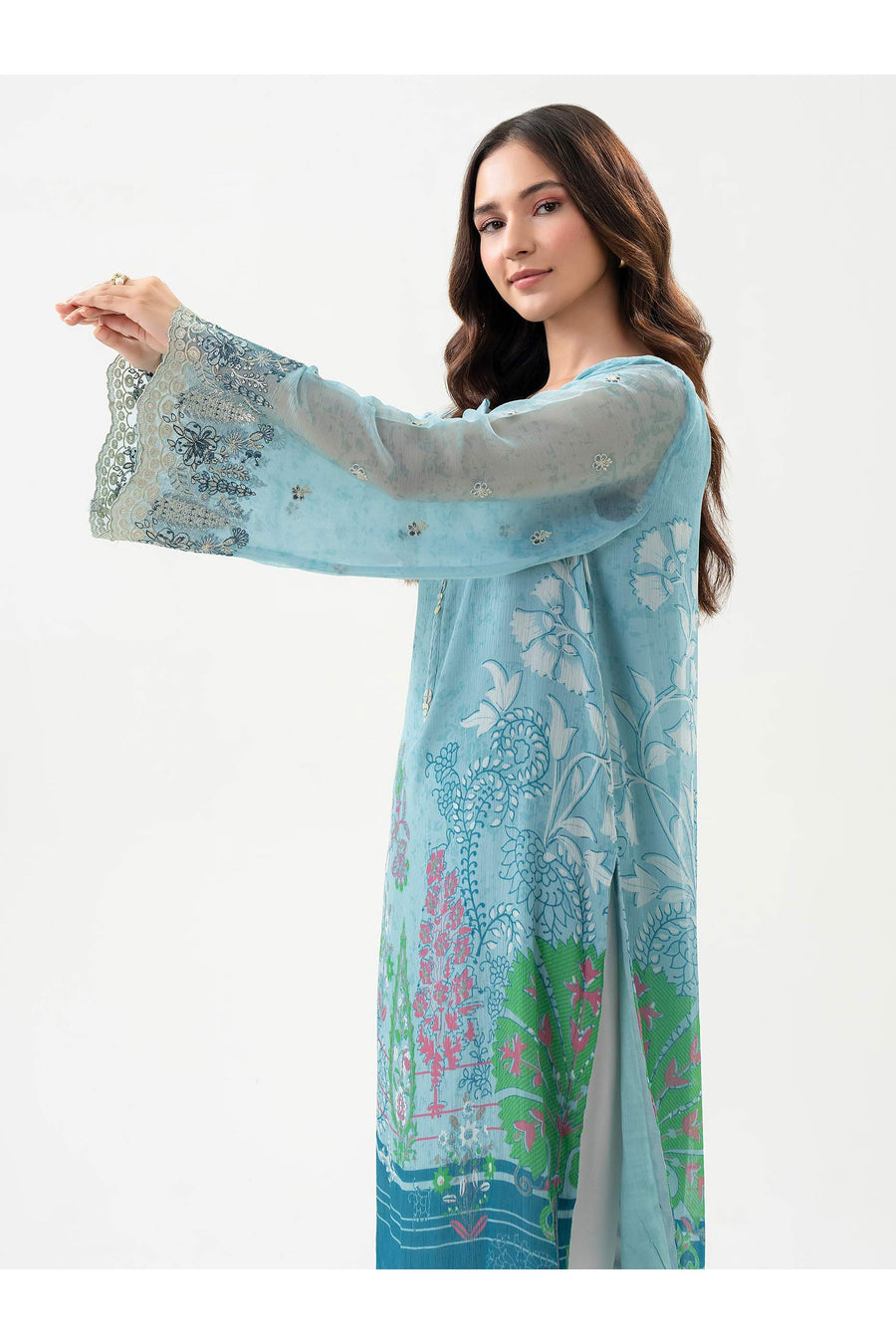 Embroidered Chiffon Shirt for Effortless Style