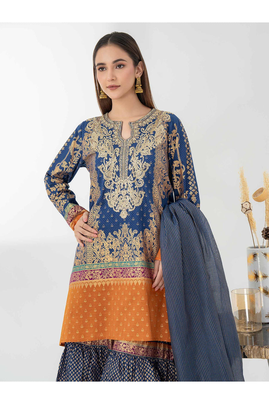 Embroidered 3 Piece Cambric Suit Set