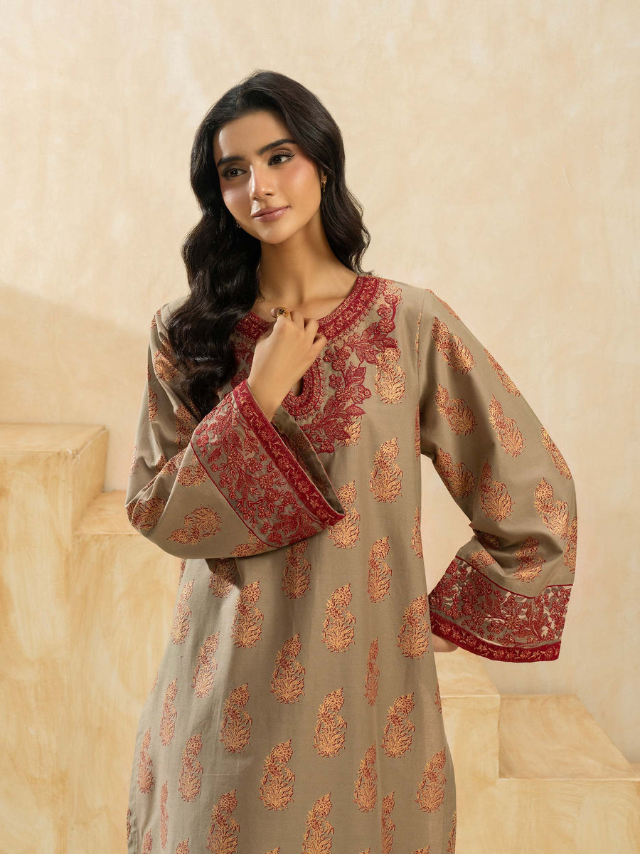 2 Piece Cotton Suit-Embroidered (Pret) - Pehnaawaa
