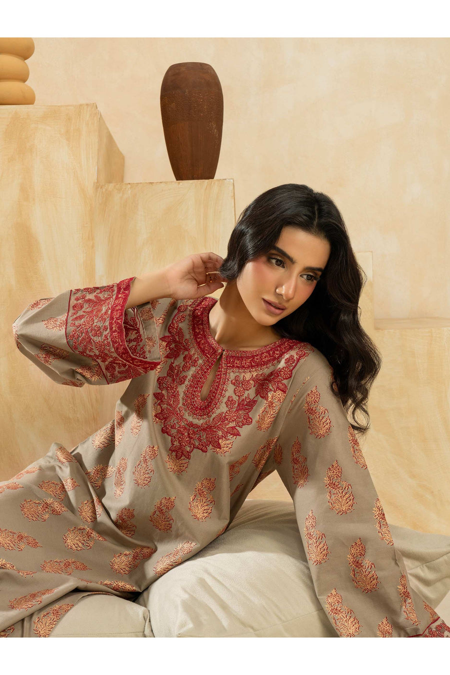 Cozy Embroidered Winter Cotton Suit Set