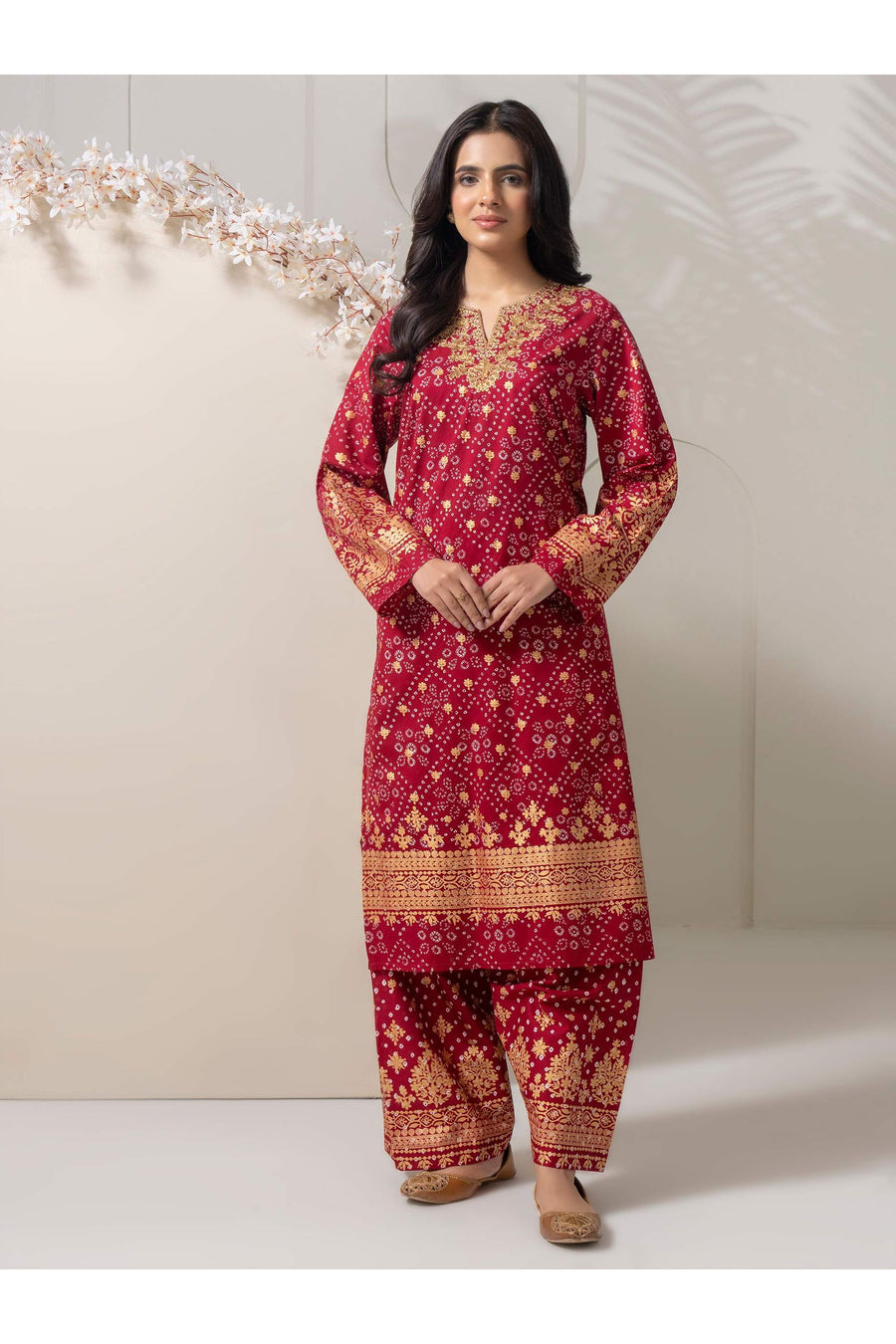 Embroidered 2 Piece Cambric Suit Set
